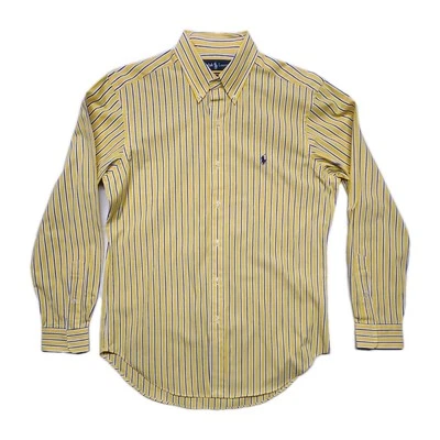 Ralph Lauren Para Hombres Amarillo Azul Marino y Blanco Rayas Calce Clásico Talla M Foto 1 de 4