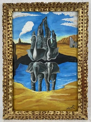 Salvador Dalí Óleo Sobre Lienzo (Hecho a Mano) Firmado y Estampado Enmarcado Foto 1 de 4