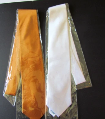 NIP (2) ALEXANDER LOGAN Neckwear Ties - Solid Gold, Solid White - Image 1 of 3