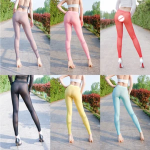 Women Seethrough Silky Shiny Glossy Leggings Stretch Long Pants Skinny Trousers• - Picture 1 of 20