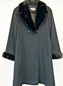 Cappotto doppiopetto ESCADA nero cashmere 4 piccolo collo visone 34 4 - Foto 1 di 12