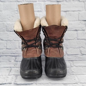 Sorel Bighorn Men Size 8 Leather Waterproof Outdoor Winter Snow Boot Brown Black - Picture 1 of 8
