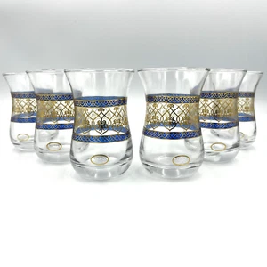 Taza de té turca azul dorado, cocina alpina vidrio espresso juego de 6 NIOB - Imagen 1 de 10