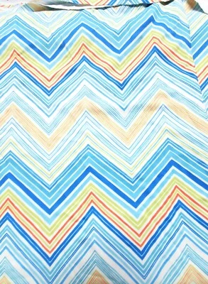 White Aqua orange Lime green Chevron Piece of Swim Fabric 1.5 yds X 82"w - Image 1 of 4
