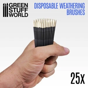 Green Stuff World 25x Disposable Weathering Brushes New - Picture 1 of 2