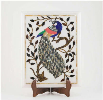 15" x 12" Marble Table Top Handmade Semi precious stones Inlay Art Home Decor - Image 1 of 3