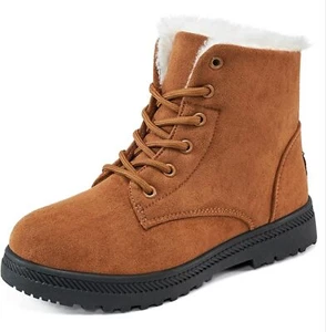 HARENCE Winter Snow Boots for Women: Warm Fur Lined Ankle Booties Lace Up Slip o - Picture 1 of 5