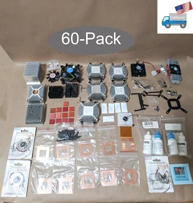 Mixed 60pcs Technician Parts: VGA/Chipset/CPU Heatsink/Fan/Coolers,Copper Plate - Image 1 of 4