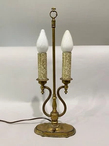 Vintage Candelabra Table Lamp Gold Tone Dual Light Classical Antique - Picture 1 of 8