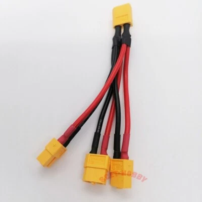 Amass XT60 Plug 1Male 3Female Parallel Connector 3-Way 10CM 14AWG Silicone Cable - Image 1 of 4