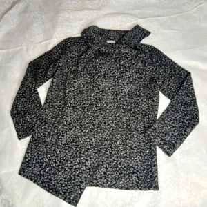 Kenar Women's Wrap Coat Wool Blend Black Gray Asymmetric Animal Print One Size - Picture 1 of 15