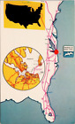 Chesapeake Bay Bridge Tunnel Norfolk VA Vermont USA Map Rendering Postcard H53