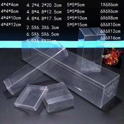 25X Clear Cube PVC Box Wedding Party Favour Gift Cup Cake Display Sheer Boxes - Image 1 of 4