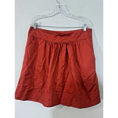 Anthropologie Odille Womans size 14 Orange Rust Solid Cotton A-Line Full Skirt - Image 1 of 3