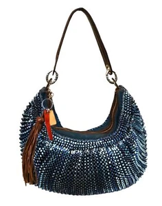 DIANE VON FURSTENBERG Hobo Bag Stephanie Medium Denim Blue Metallic Leather - Bild 1 von 7