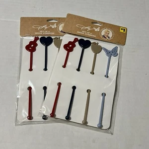 8 Swizzle Sticks Drink Stirrers Dolly Parton Guitar Heart Apple Butterfly DG - Picture 1 of 12