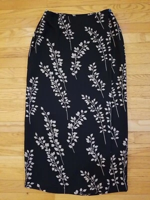 Maxi falda envolvente Geoffrey Beene Sport para mujer negra blanca diseño floral talla 10 Foto 1 de 4