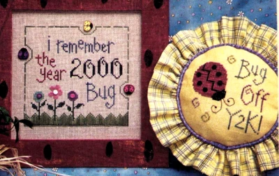 Cross Stitch Primitive Lizzie Kate Lady Bug Pillow Y2K Garden OOP - Image 1 of 2
