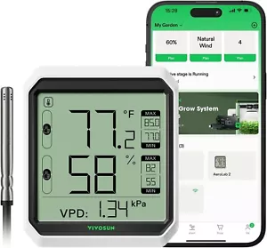 VIVOSUN AeroLab THB1S Wireless Bluetooth Hygrometer Thermometer W/ Sensor Probe - Bild 1 von 9
