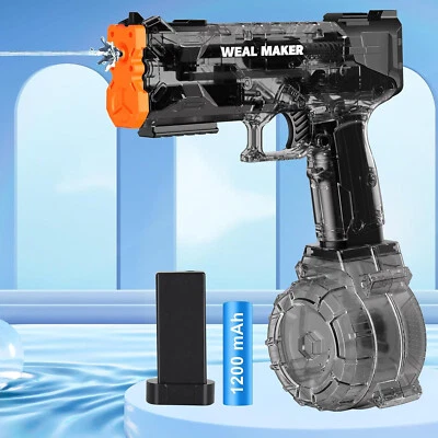 MARKENLOS Brisum Stärkste Elektrische Wasserpistole mit 400 Ammos, Transparenten Automatis