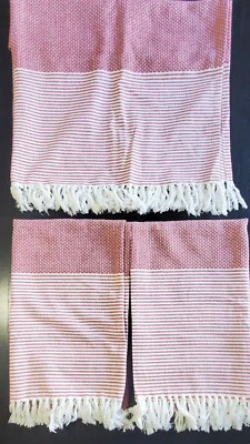 Карманные панели для удочек в стиле кафе x 2 с соответствующим валентином - красные/белые с бахромой - Изображение 1 из 4