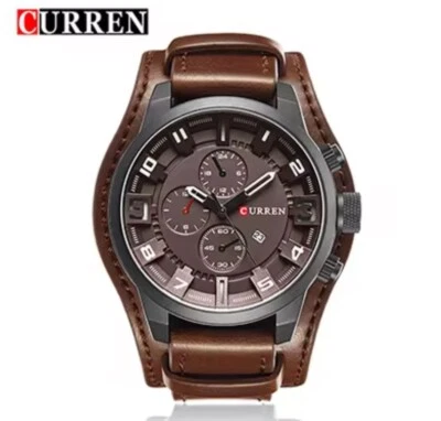 Relojes de Lujo Marca Curren Hombres Negocios Fecha Relojes Cuarzo Impermeable Deporte Foto 1 de 4