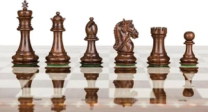 Holz Schachfiguren New York BRAUN gewichtet gefilzt 3,25" Extra Königinnen - Bild 1 von 2