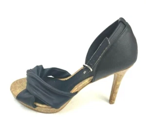 Fioni Slingback High Heels Black And Cork Heel/Bottom Women's Size US 6.5 Used - Picture 1 of 8
