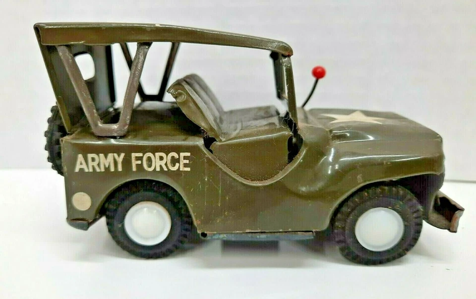 Jeep Army Force Friction Funcionamiento Estaño Verde Ejército 4" x 21/2""   Foto 1 de 4