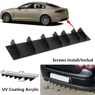 34x5" Fit For Jaguar XF 2009-2011 Rear Bumper Lower Diffuser Shark Fin Black  Foto 1 de 4