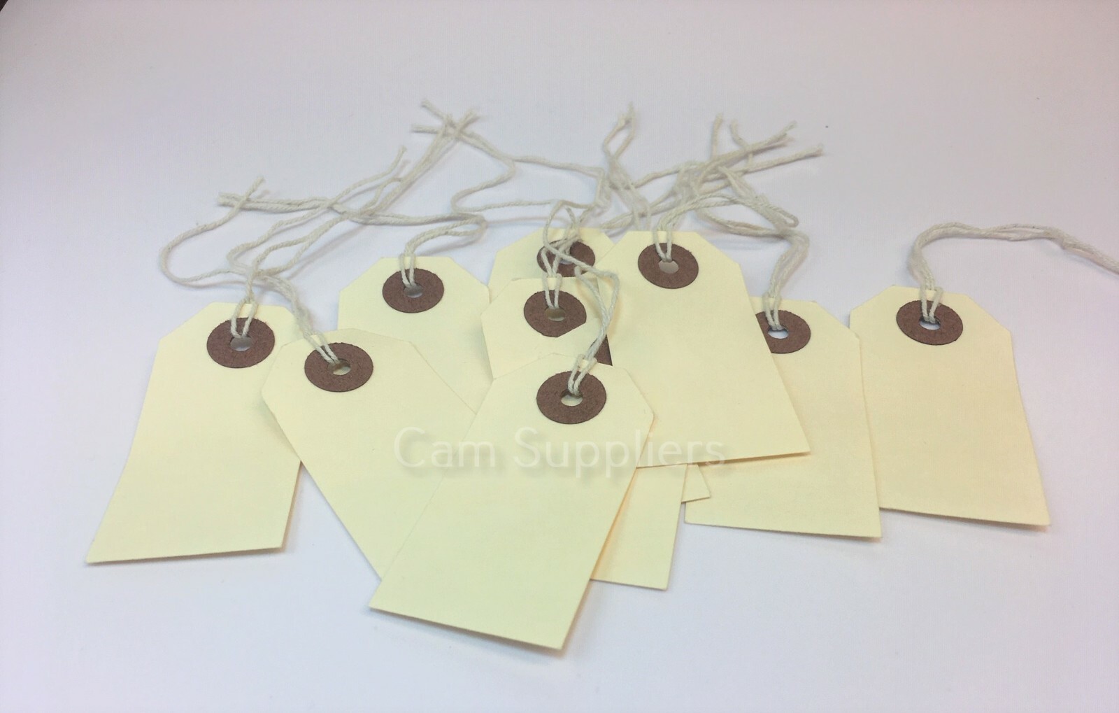 Cream Parcel Strung Tags 70mm 