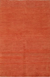 Trendy Gabbeh Solid Orange Wool Modern Accent Rug Contemporary Rug 3x4 ft - Picture 1 of 12