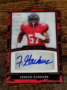 🔥 Ferrod Gardner 2022 SAGE Artistery Football -Auto Red Parallel 🔥