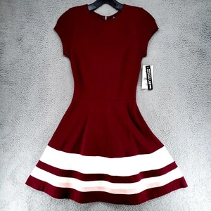 Design Lab Lord Taylor Maroon Cap Sleeve Formal S Dress Cheer Theme Striped $88 - Picture 1 of 18