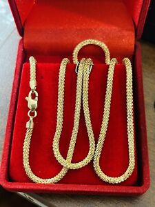 Real 18K 750 Fine Saudi Yellow Gold 22” Mens Women’s Snake Necklace 8.2g 2.5mm