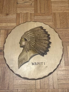 1984 Joseph Wannamaker Wooden Native American Warrior Wall Art Wapiti Alton, IL - Picture 1 of 8