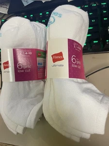 Girls Hanes Ultimate 12Pack Low Cut Socks White large Fits Shoe Size 4-10 - Picture 1 of 1