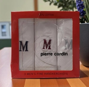 Pierre Cardin Men's Fine Cotton Handkerchiefs - Set of 3 - Embroidered 'M' - Picture 1 of 7