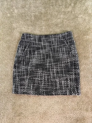 Mini-saia INC International Concepts tamanho 4 preto tweed mistura de lã coquetel D985 - Imagem 1 de 4