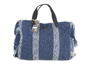 SCOTCH & SODA Ams Blauw Womens Bag OS Blue Patterned Casual Beach Tassels Snap - Picture 1 of 6