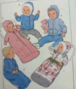 Vintage 1980s Style 3728 Baby Sleeping Bag Dressing Gown Anorak Sewing Pattern - Picture 1 of 3