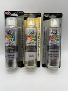 Tulip Hot Shot Instant Fabric Color Spray 3oz Quick Dry Silver Shimmer White NEW - Picture 1 of 8