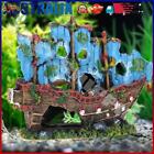 AU Resin Aquarium Decoration Ornament Sailing Boat Ship Destroyer Fish Tank