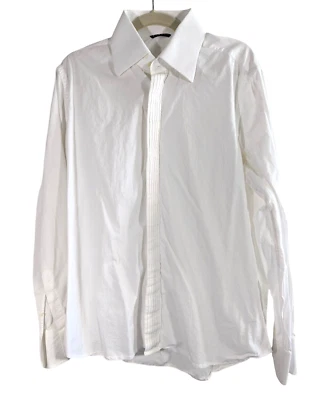 Camisa Esmoquin Sisley Para Hombre Grande Blanco Algodón 6-1/4" Pliegues Centrales Foto 1 de 4
