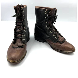 Botas de equitación Laredo con cordones cuero marrón rodeo competición mujeres 8,5 - Imagen 1 de 9