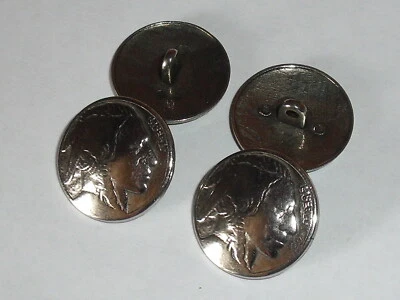 6 Stück Metallknöpfe Ösenknöpfe Knöpfe Knopf Indianer 25 mm altsilber  - Bild 1 von 2