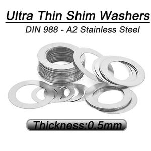 0.5mm Thick Shim Washers High Quality Steel DIN 988 A2 Stainless Steels - Picture 1 of 57