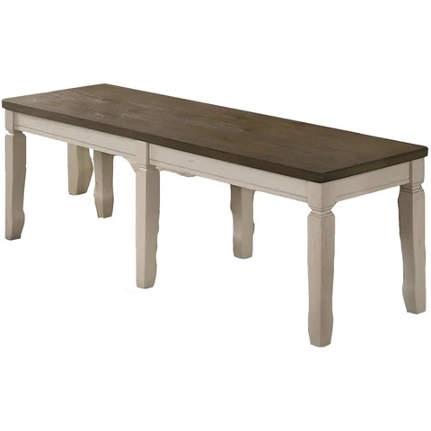Best Master Furniture Belle 58" Rectangular Solid Wood Dining Bench in Oak Cream Cover