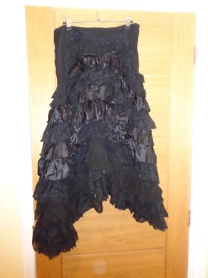 Nicole Farhi 100% silk black ruffle midi asymmetric skirt UK 12,EU 36,US 8 - Image 1 of 4
