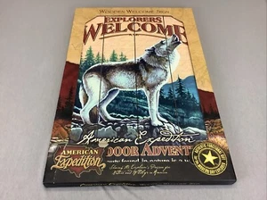 Welcome Sign Grey Wolf American Expedition Outdoor Adventure Large Wood - Picture 1 of 10